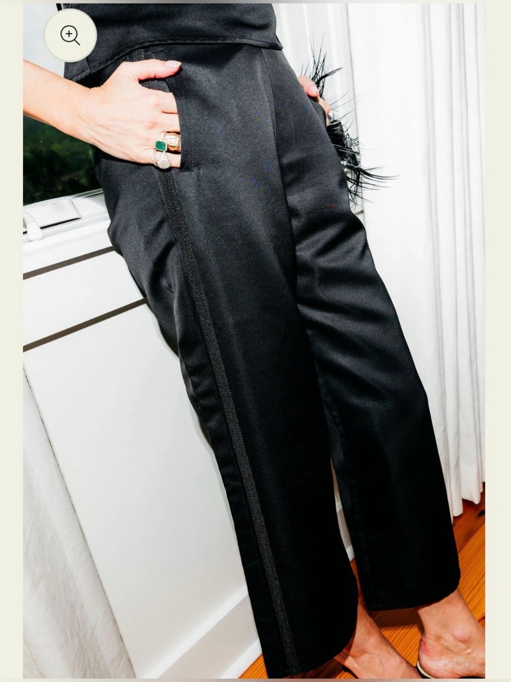 NWT Cadets Taffeta Pant Black Pearl Cropped Flare Pants Size M